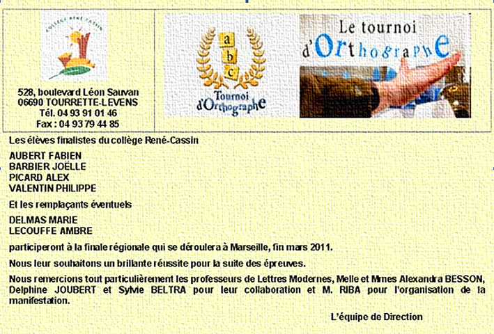 Tournoi d'orthographe