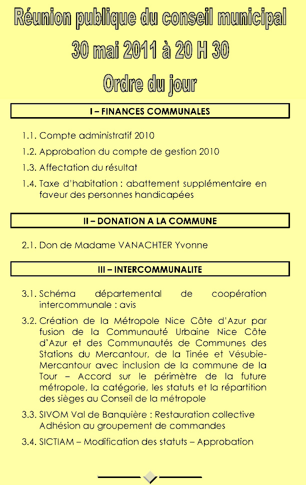 Ordre du jour conseil municipal