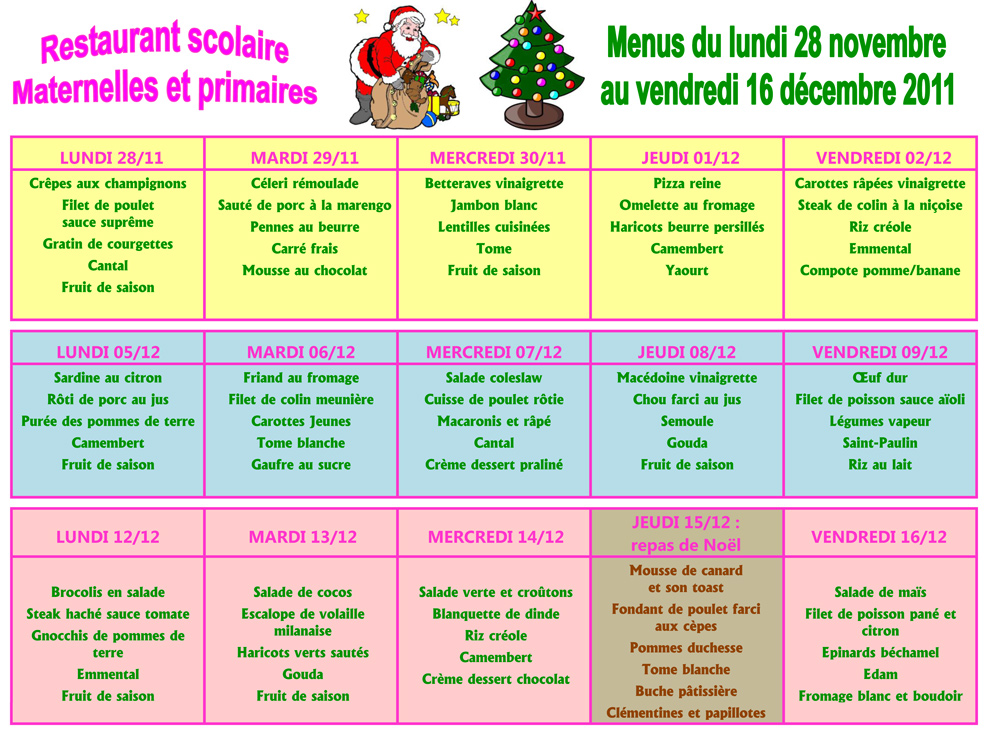 Menu de décembre