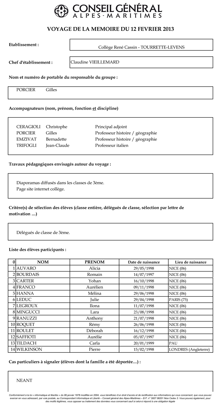 fiche de collège