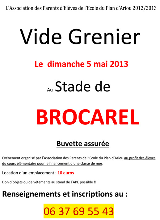Affiche vide-grenier Plan d'Ariou