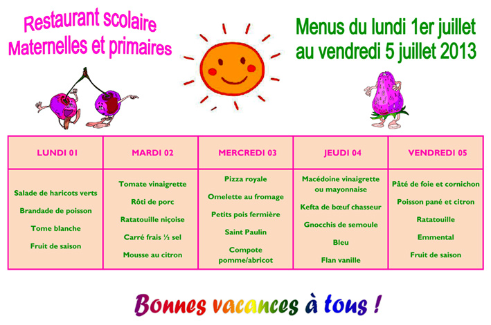 Menus scolaires