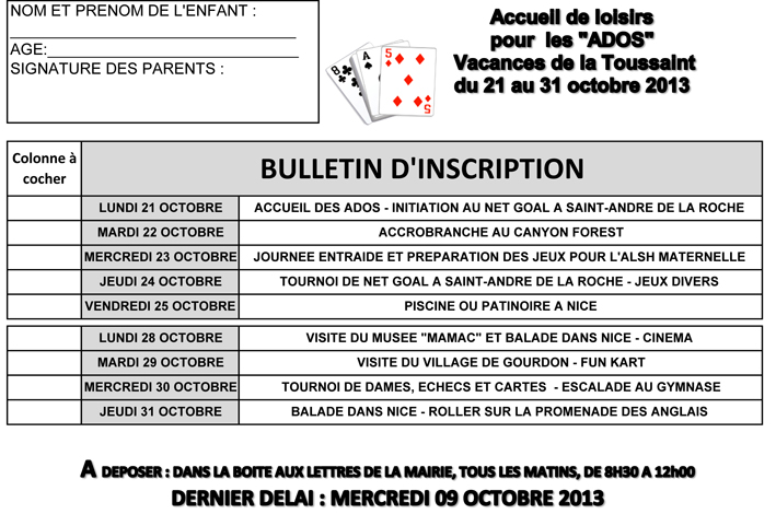 Programme et inscription pour les 6 à 10 ans
