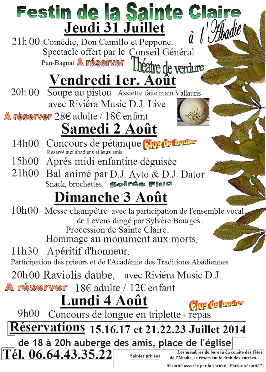 Programme estival de l'Abadie