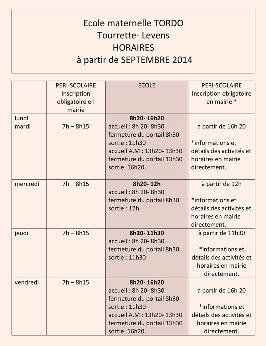 Horaires
