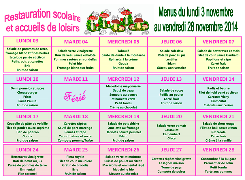 Menu novembre 2014