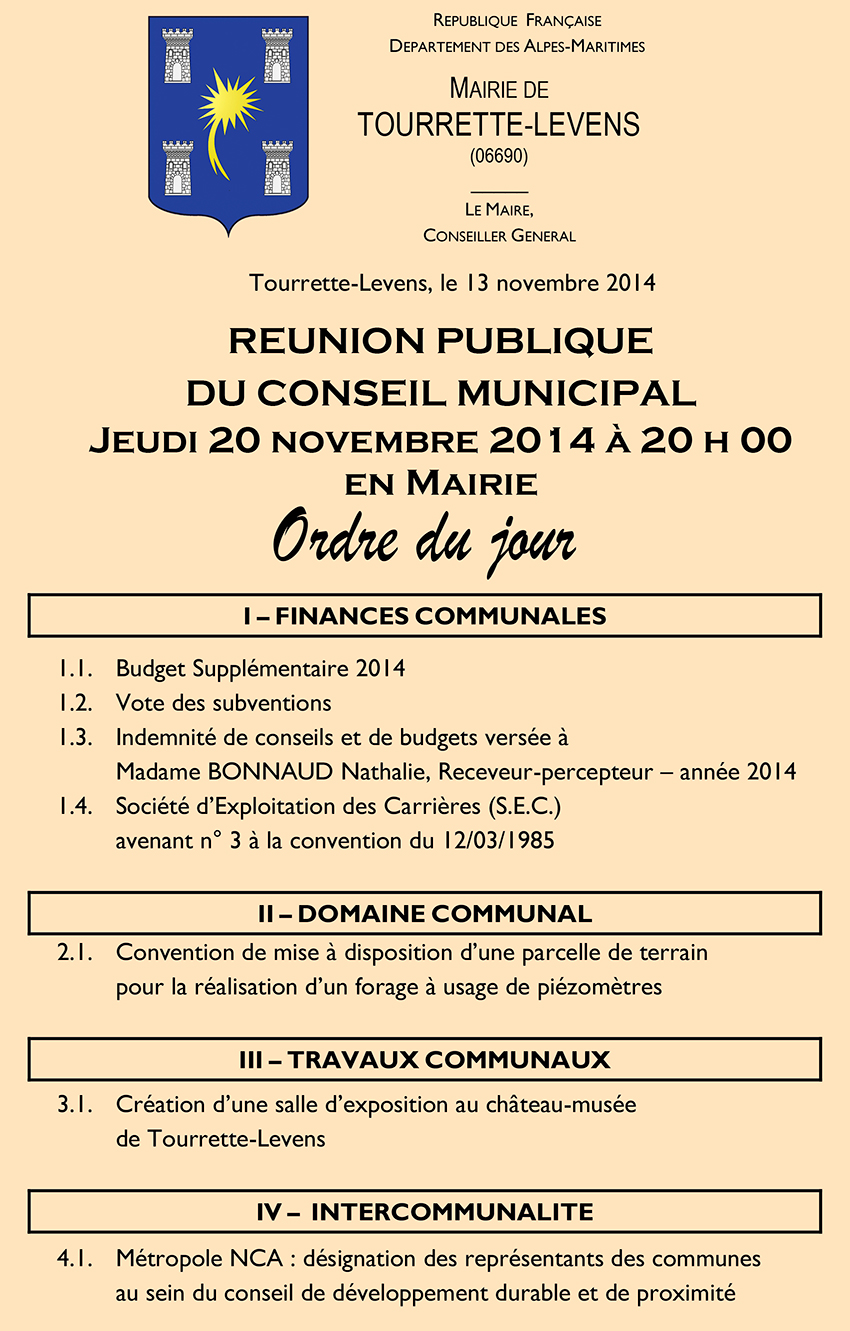 Ordre du jour du 20/11/14