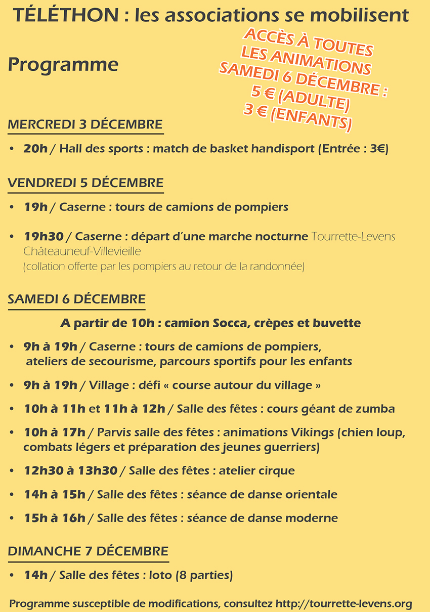 programme téléthon 2014