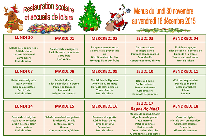 Menu décembre 2015